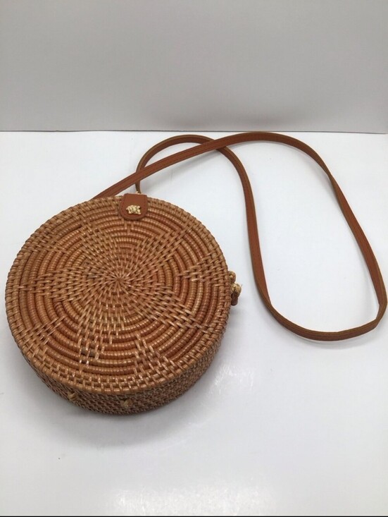 Handbags - Round Rattan NWTs Star Pattern Bamboo/Wicker Lined Crossbody Purse
